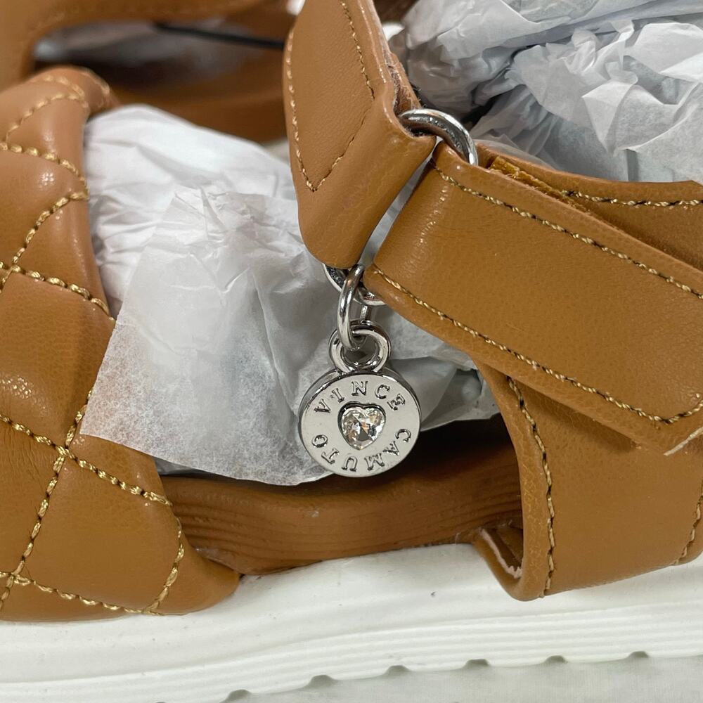Vince Camuto Girl's Quilted Tan Charm Sandals Size 6 NWT - Picture 4 of 6
